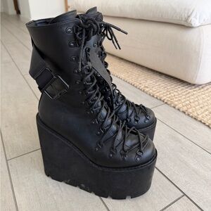 Dolls Kill Black Platform Lace-Up Boots